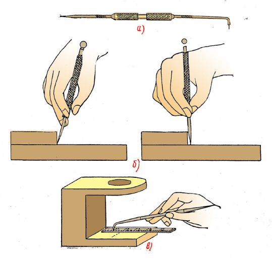 Проведение рисок. Что такое чертилка в слесарном деле. Разметка слесарная операция. Чертилка и ее применение. Чертилка с отогнутым концом.