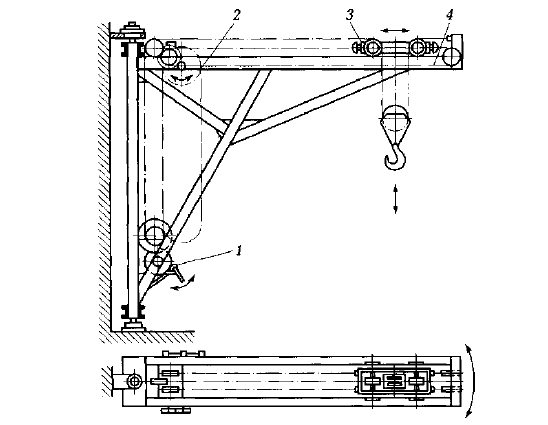 Настенный поворотный кран чертежи