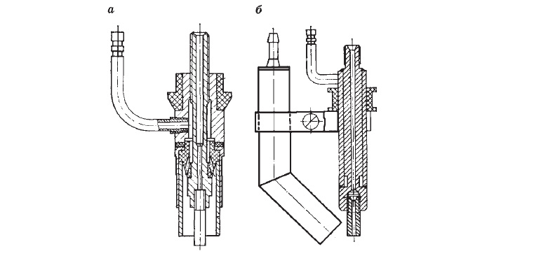 Горелки для сварки плавящимся электродом с центральной подачей газа и с боковой подачей газа